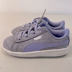 GUC Puma Girls’ Vikky Glitz Purple Glitter Shoes 6C